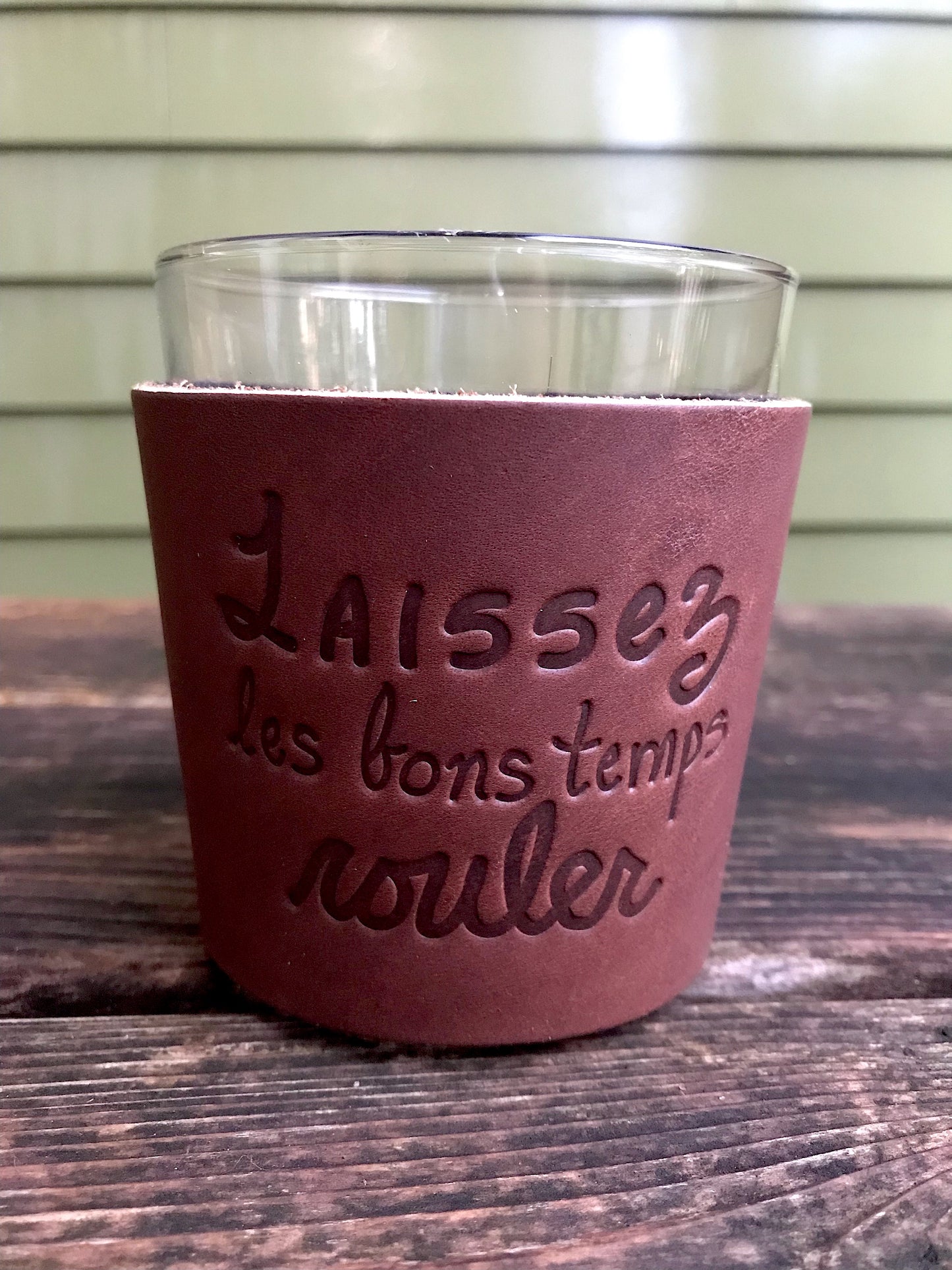 Leather Wrapped Whiskey Glass - Laissez Les Bons Temps Rouler