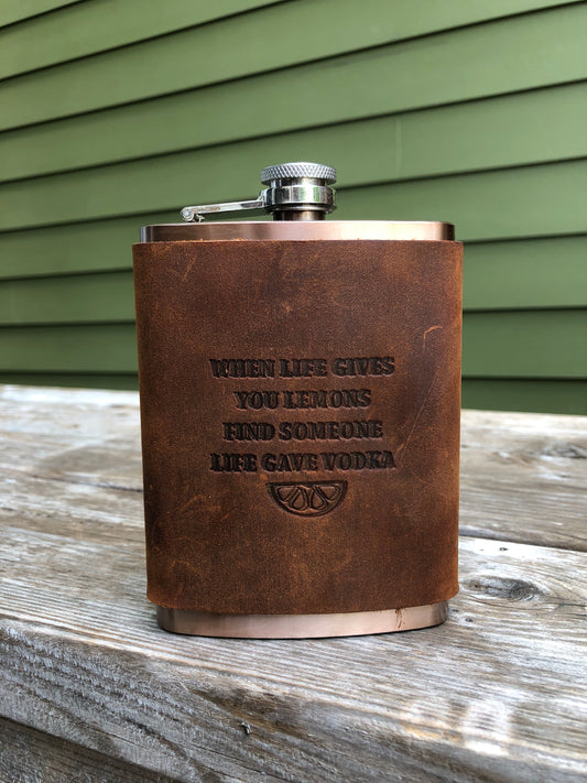 Leather Flask - When Life Gives You Lemons