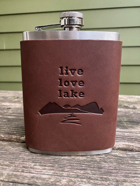 Leather Flask - Live Love Lake