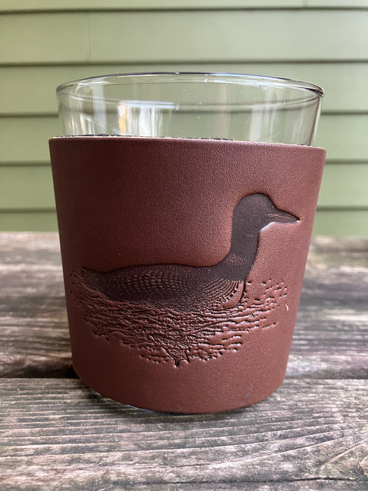 Leather Wrapped Whiskey Glass - Loon