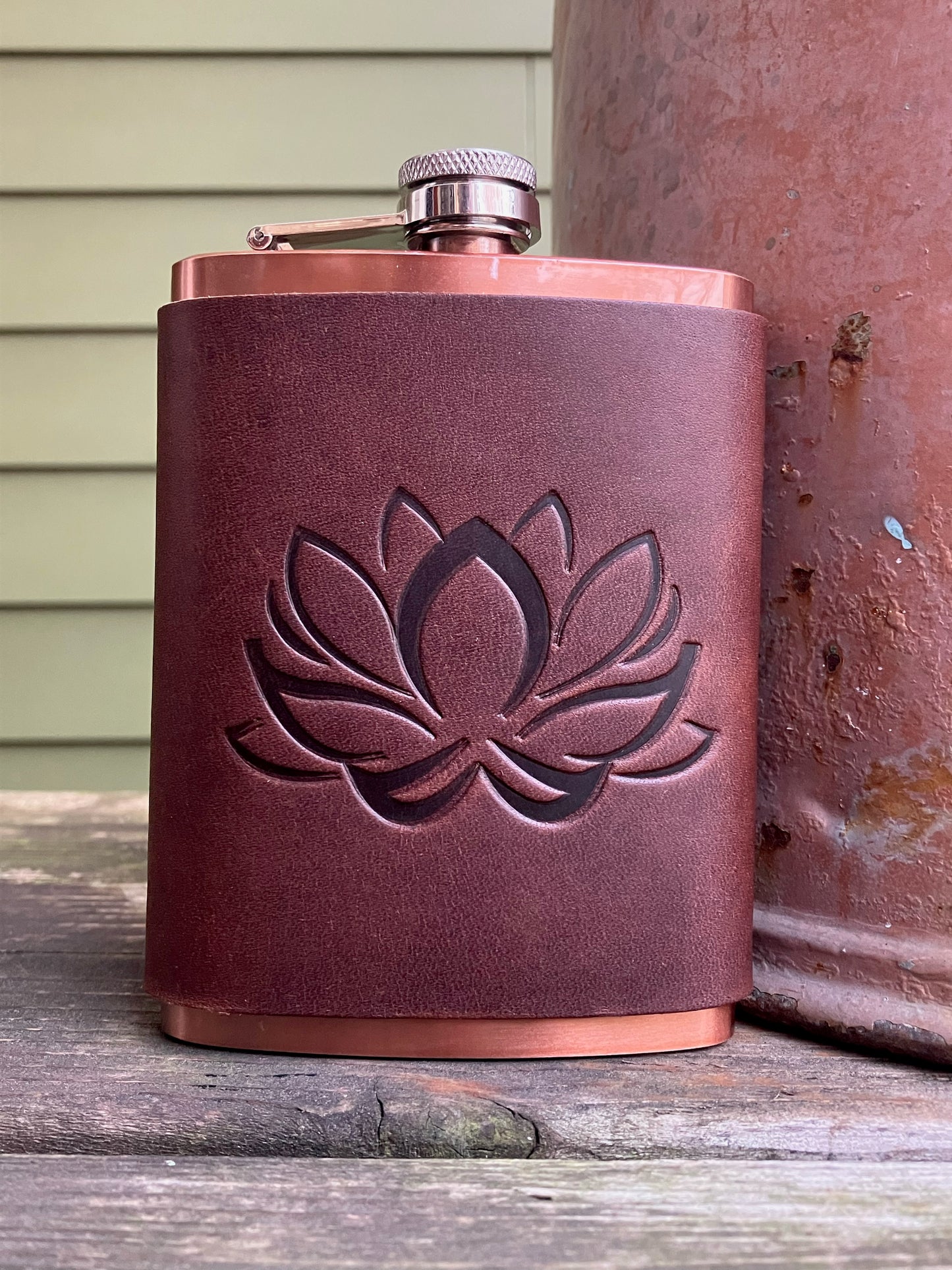 Leather Flask - Lotus