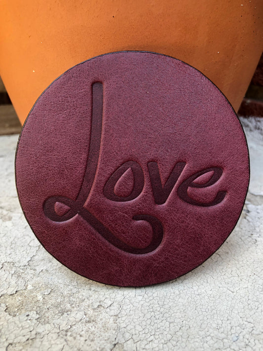 Leather Coaster - Love