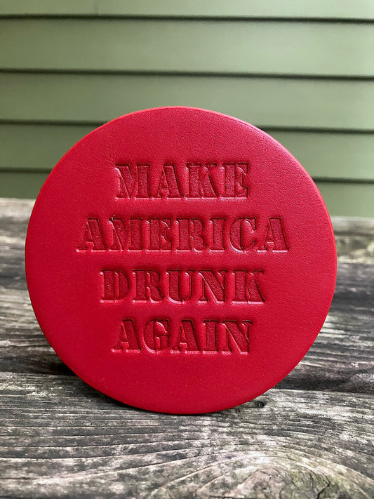 Leather Coaster - Make America Drunk Again