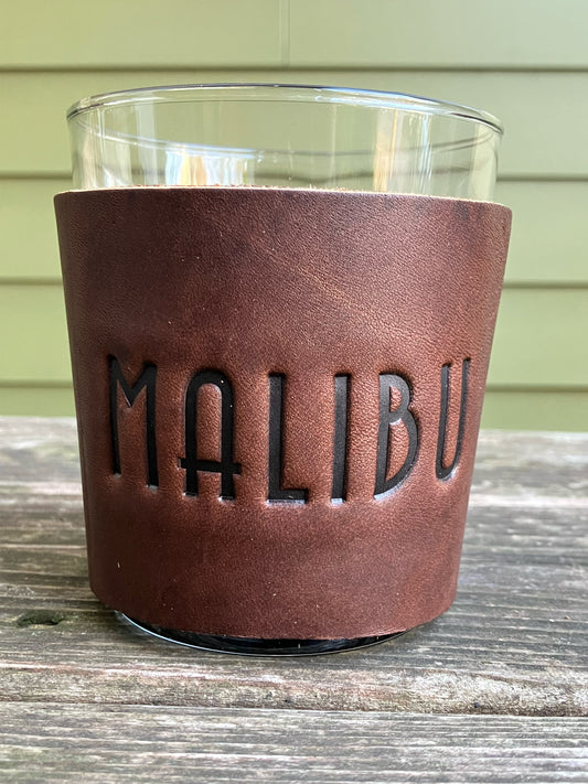 Leather Wrapped Whiskey Glass - Malibu