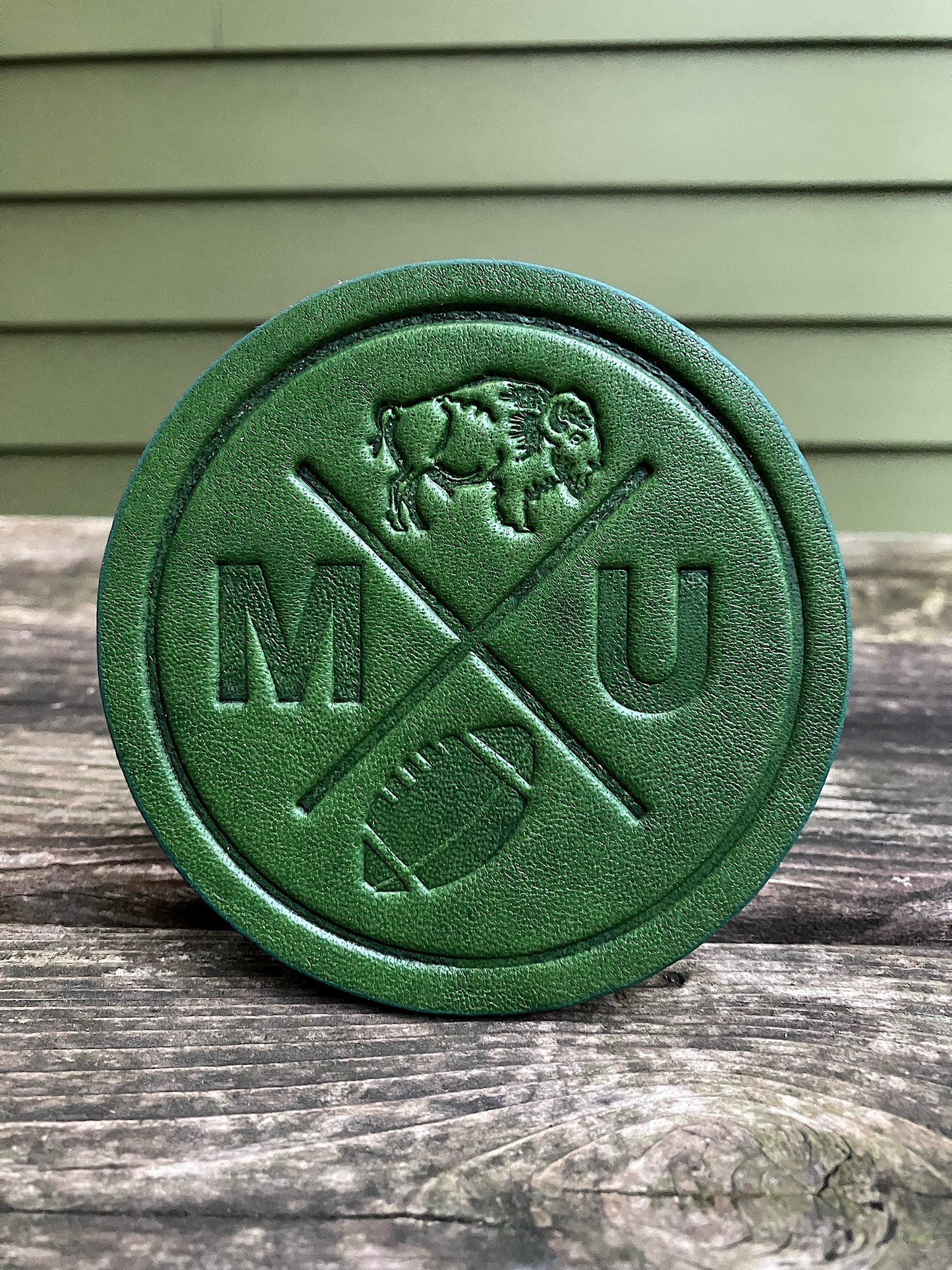 Leather Coaster - Marshall Football