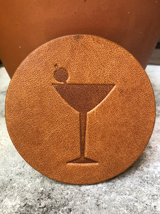 Leather Coaster - Martini Glass