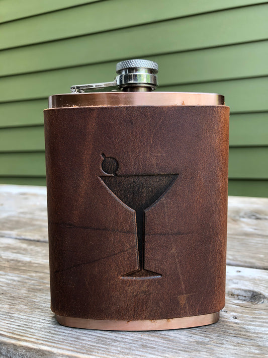 Leather Flask - Martini Glass