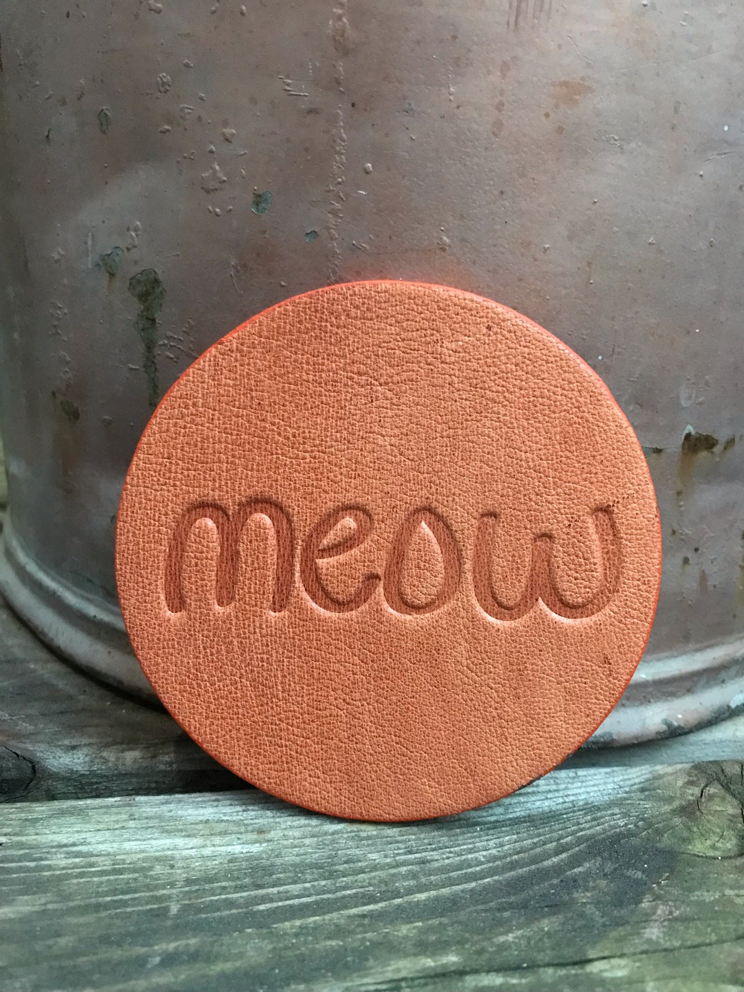 Leather Coaster - Meow