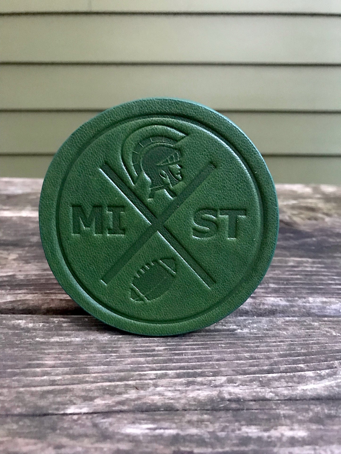 Leather Coaster - Michigan State Football