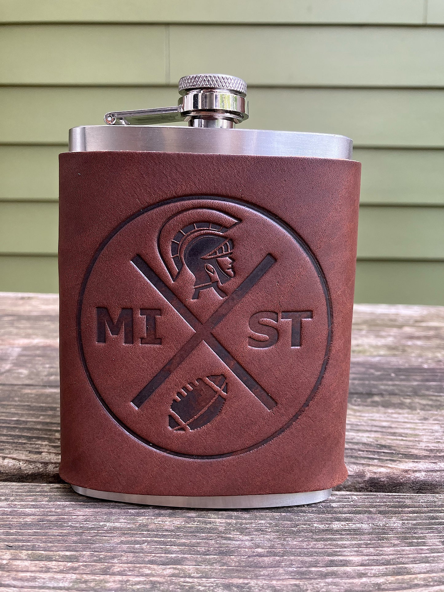 Leather Flask - Michigan State Football