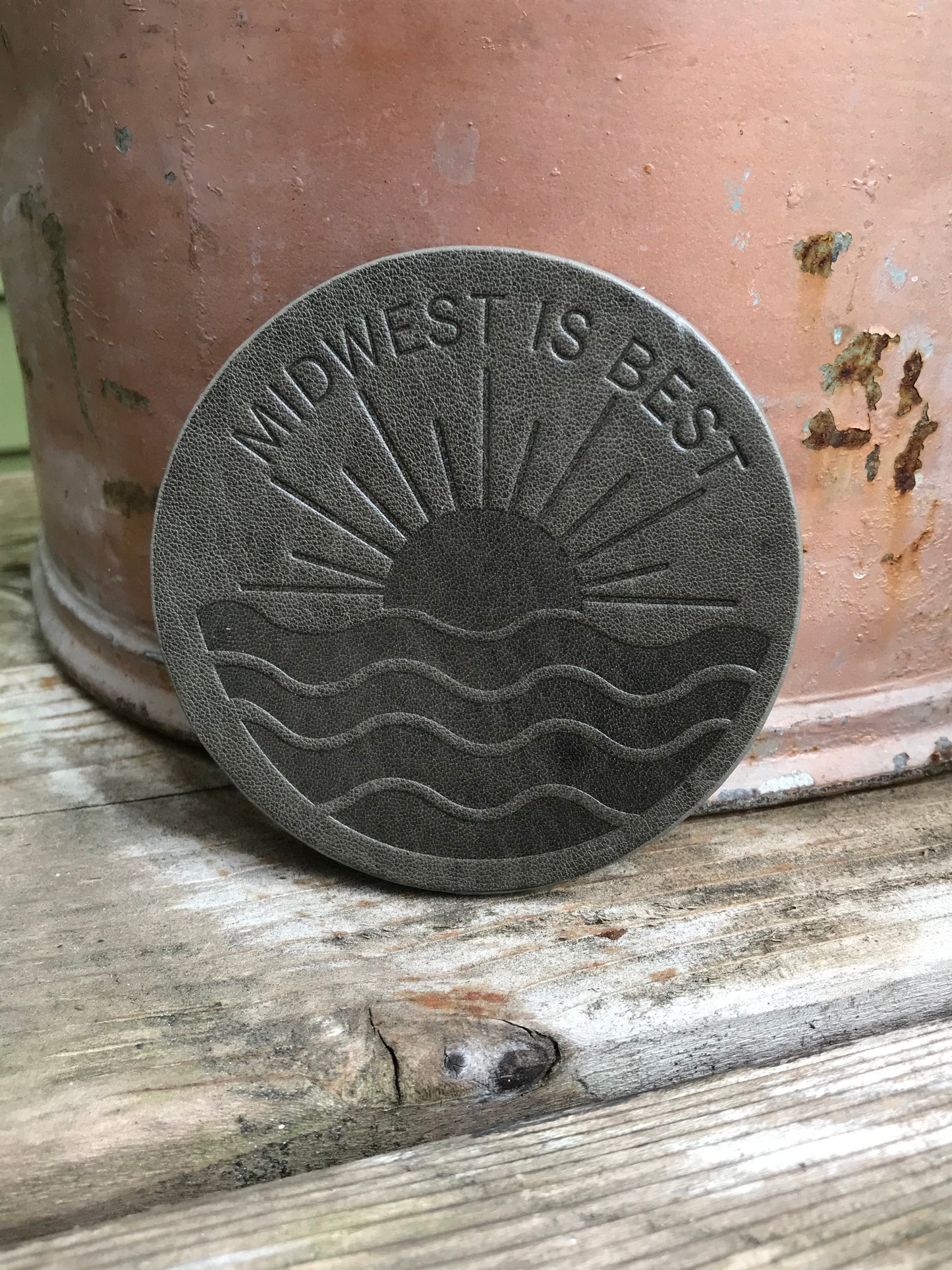 Leather Coaster - Midwest Is Best