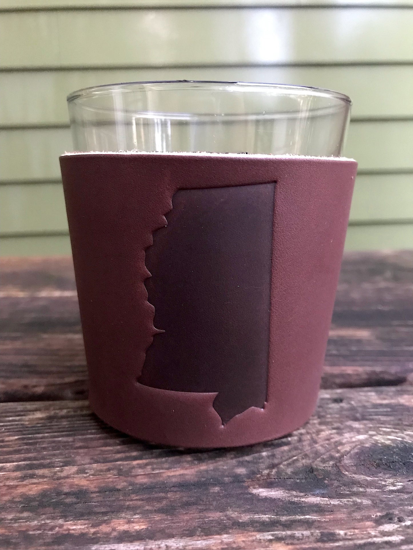 Leather Wrapped Whiskey Glass - Mississippi