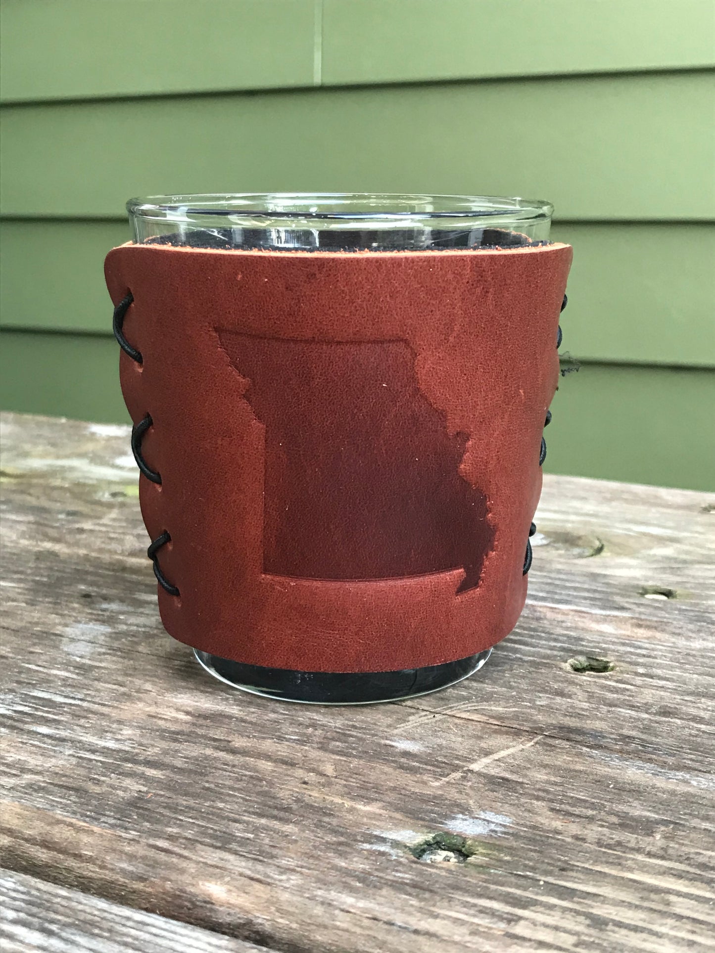 Leather Wrapped Whiskey Glass - Missouri