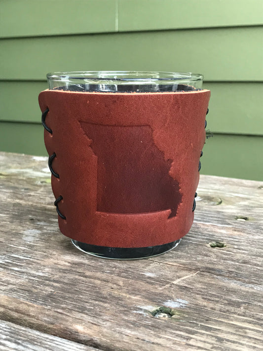Leather Wrapped Whiskey Glass - Missouri