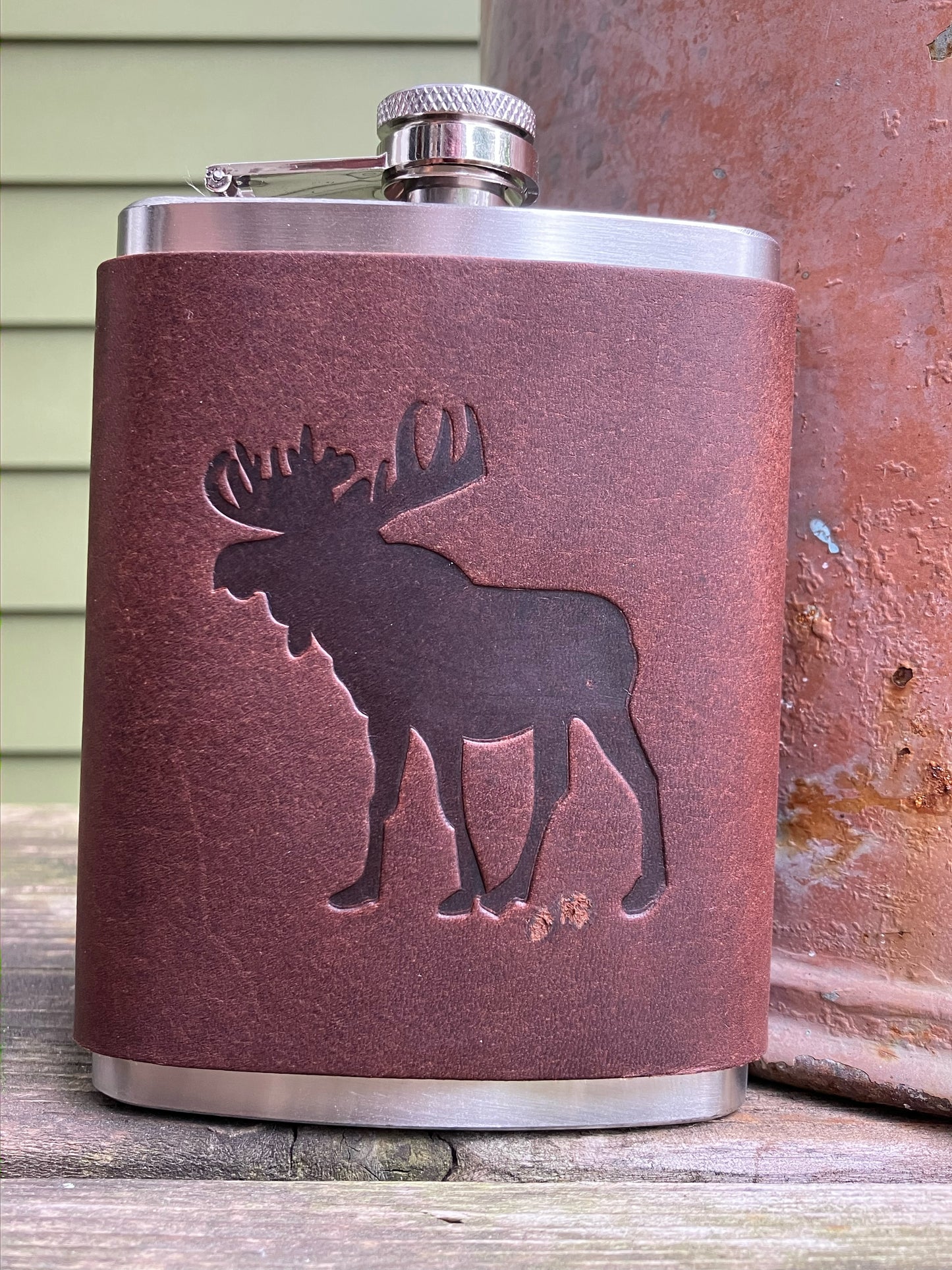 Leather Flask - Moose