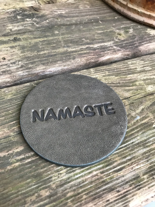 Leather Coaster - Namaste