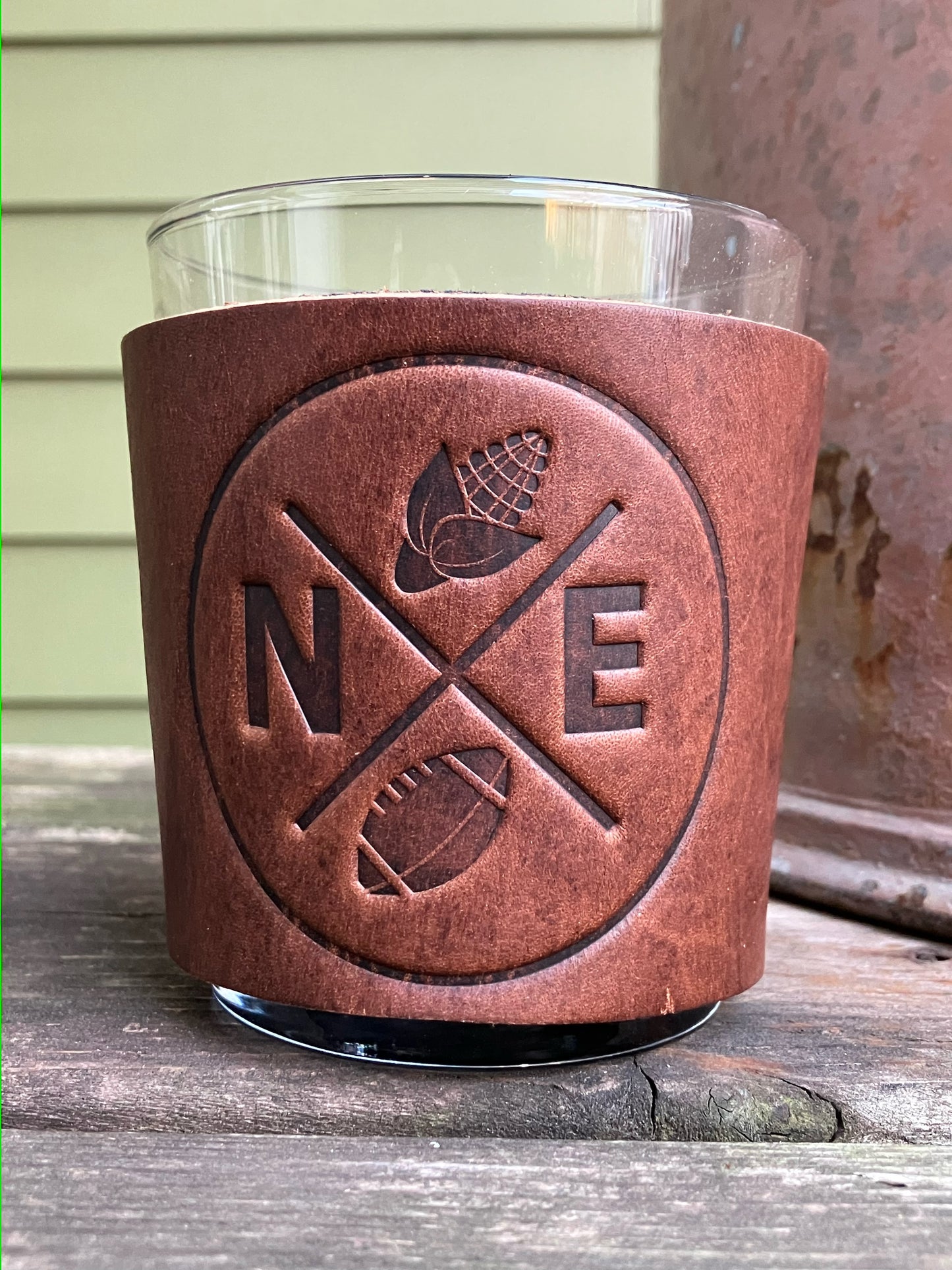 Leather Wrapped Whiskey Glass - Nebraska Football