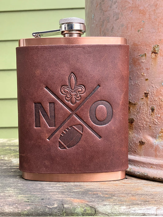 Leather Flask - New Orleans Football