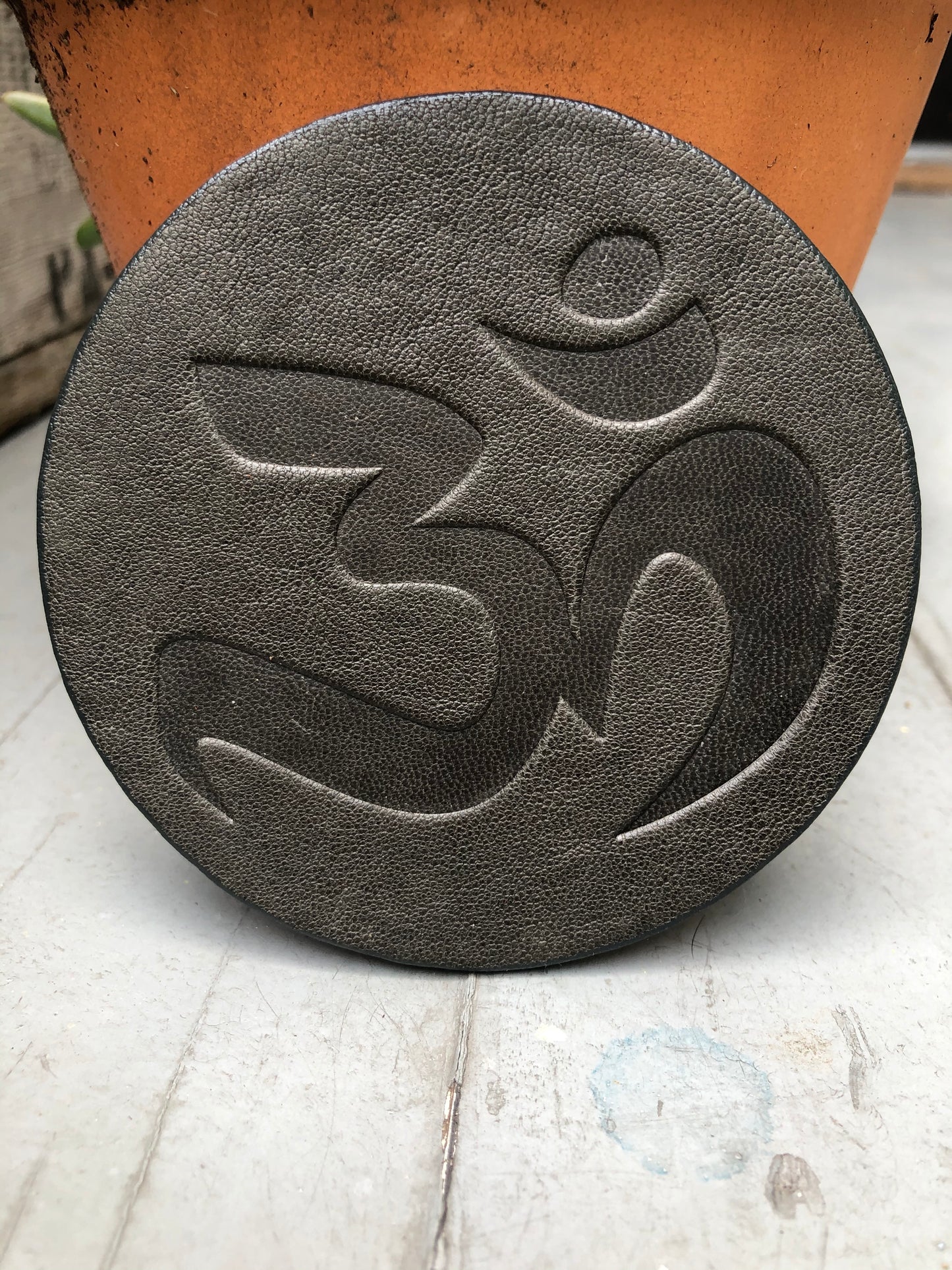 Leather Coaster - Om Symbol