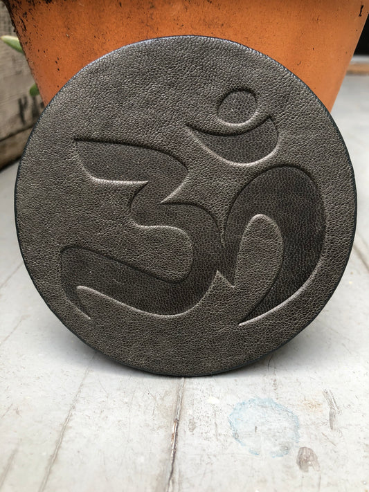 Leather Coaster - Om Symbol