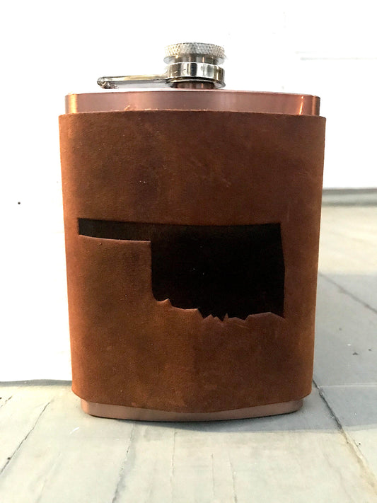 Leather Flask - Oklahoma