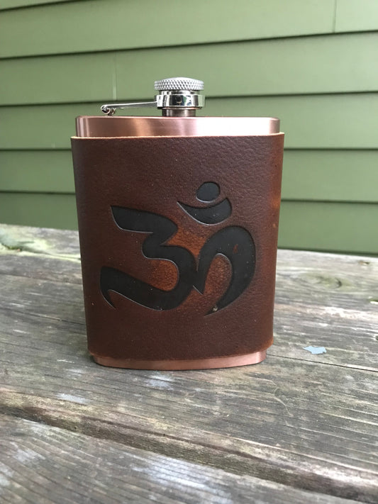 Leather Flask - Om Symbol