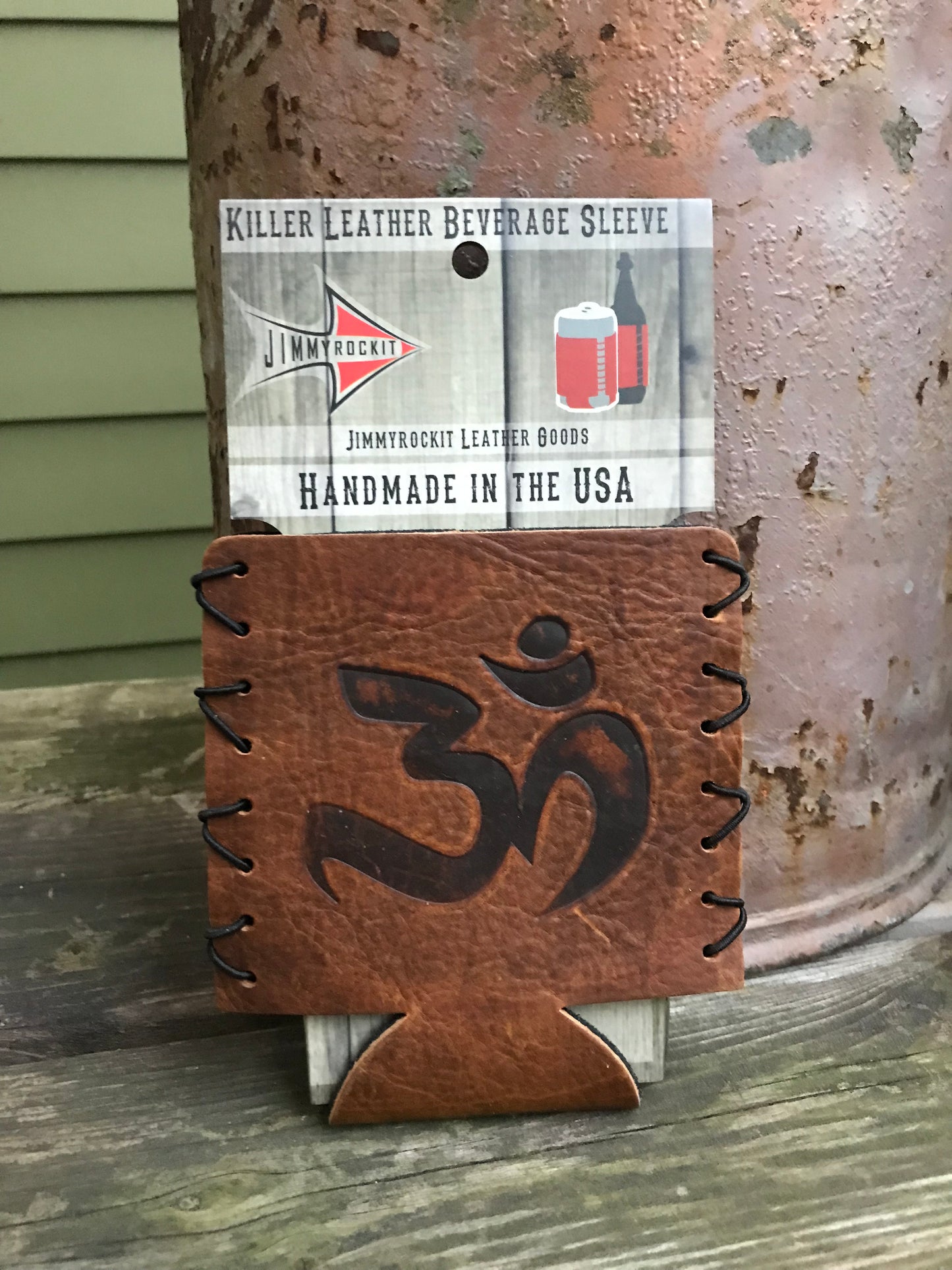 Leather Koozie - Om Symbol