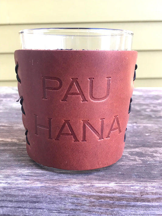 Leather Wrapped Whiskey Glass - Pau Hana
