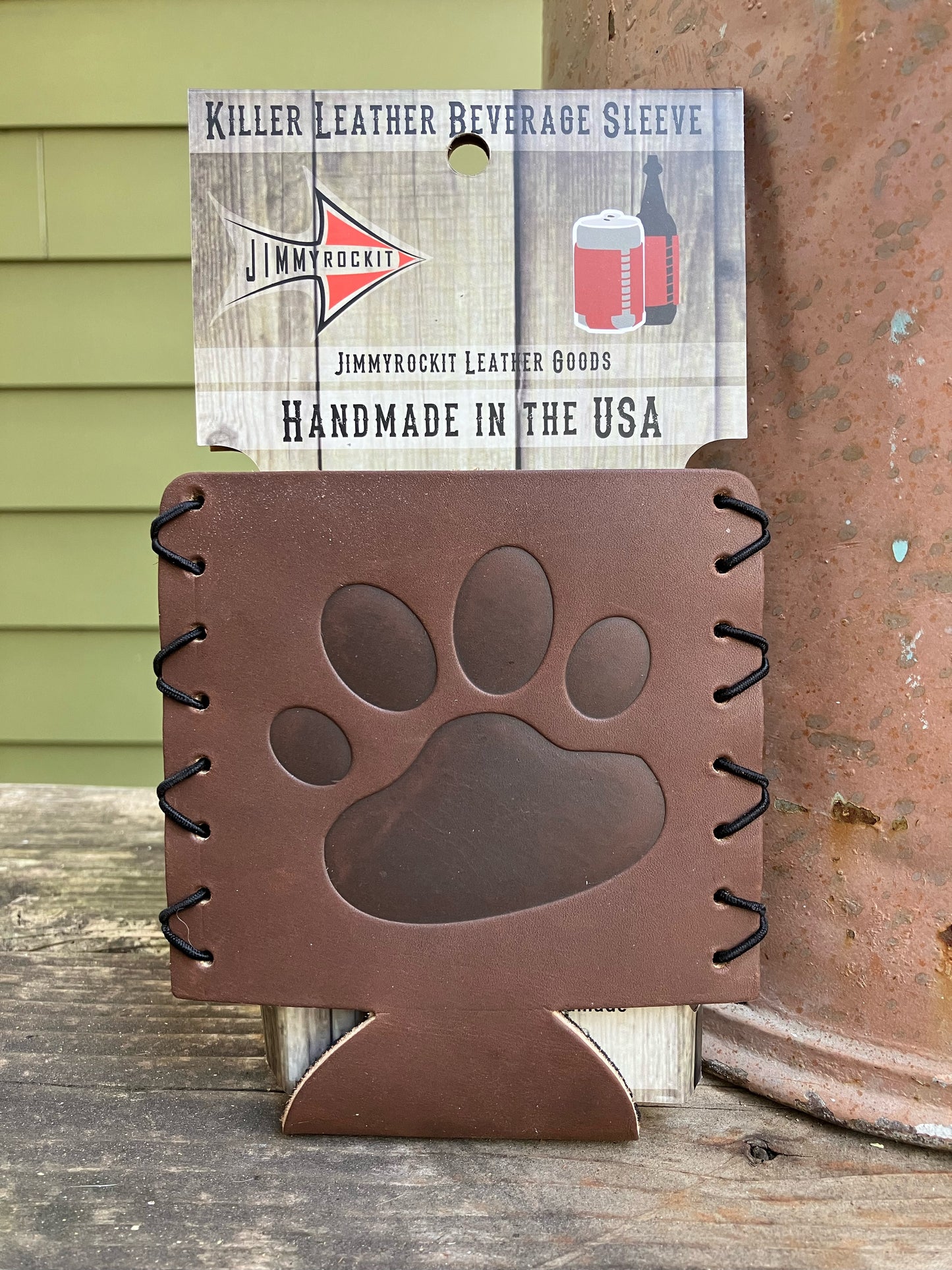 Leather Koozie - Paw Print