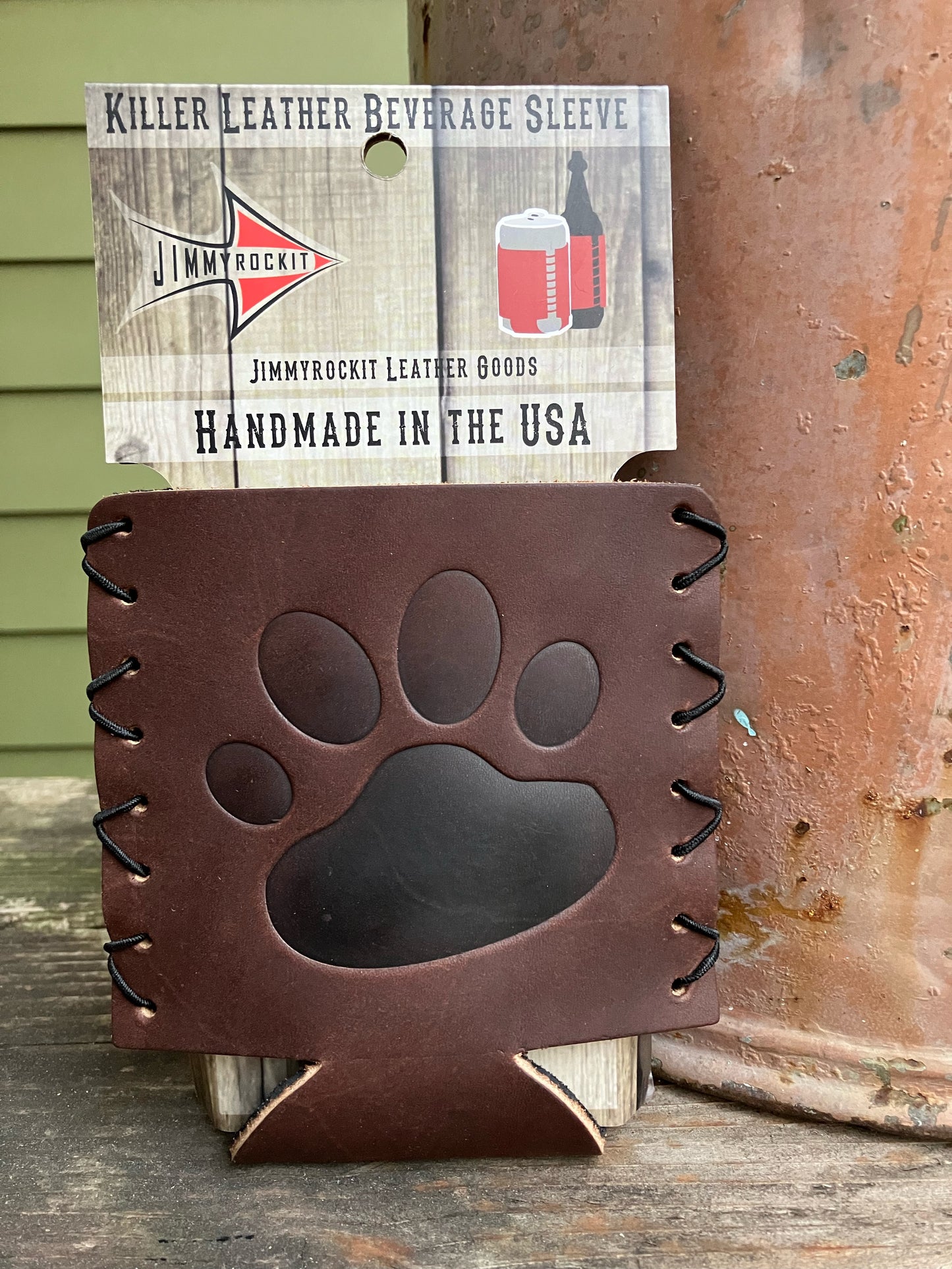 Leather Koozie - Paw Print