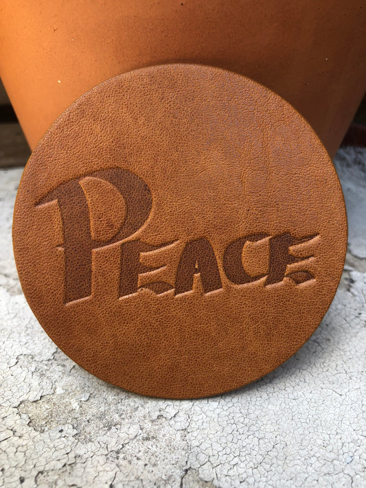Leather Coaster - Peace
