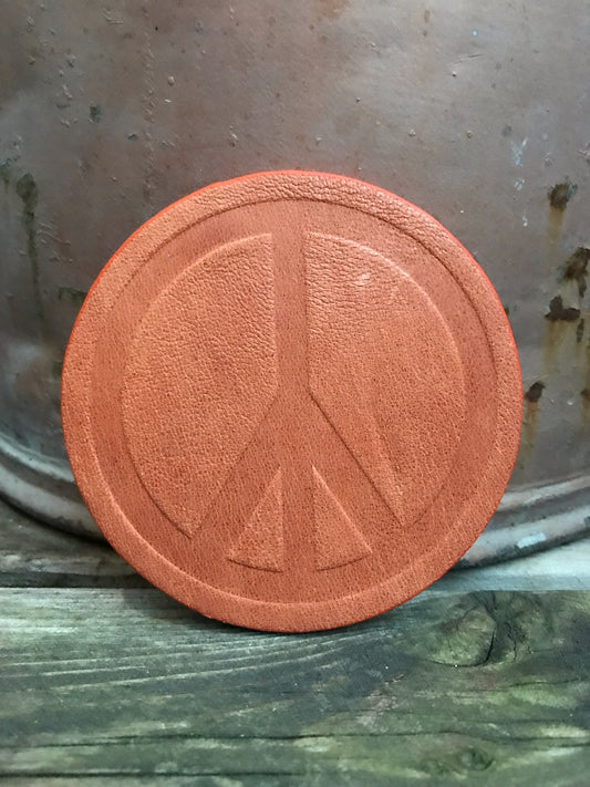 Leather Coaster - Peace Sign