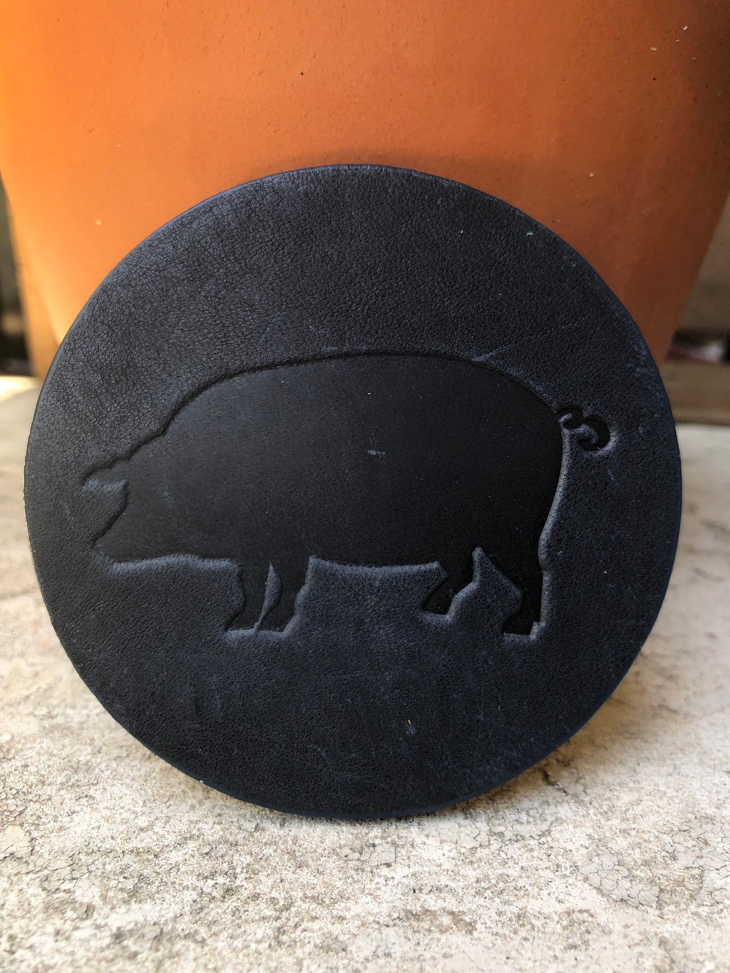 Leather Coaster - Pig