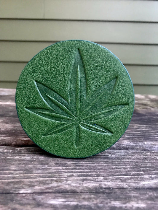 Leather Coaster - Pot Leaf