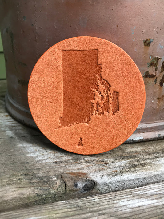 Leather Coaster - Rhode Island