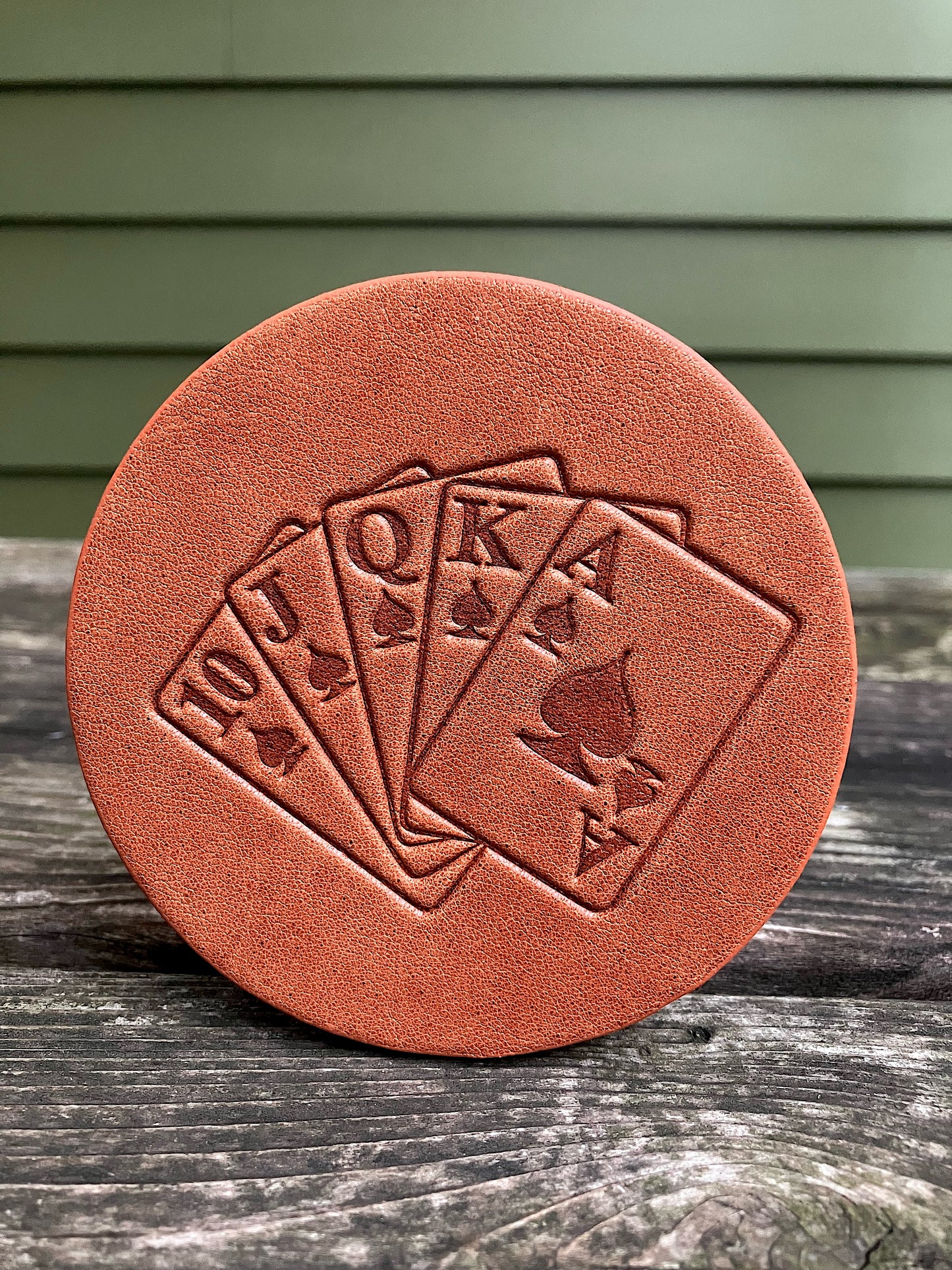 Leather Coaster - Royal Flush Poker