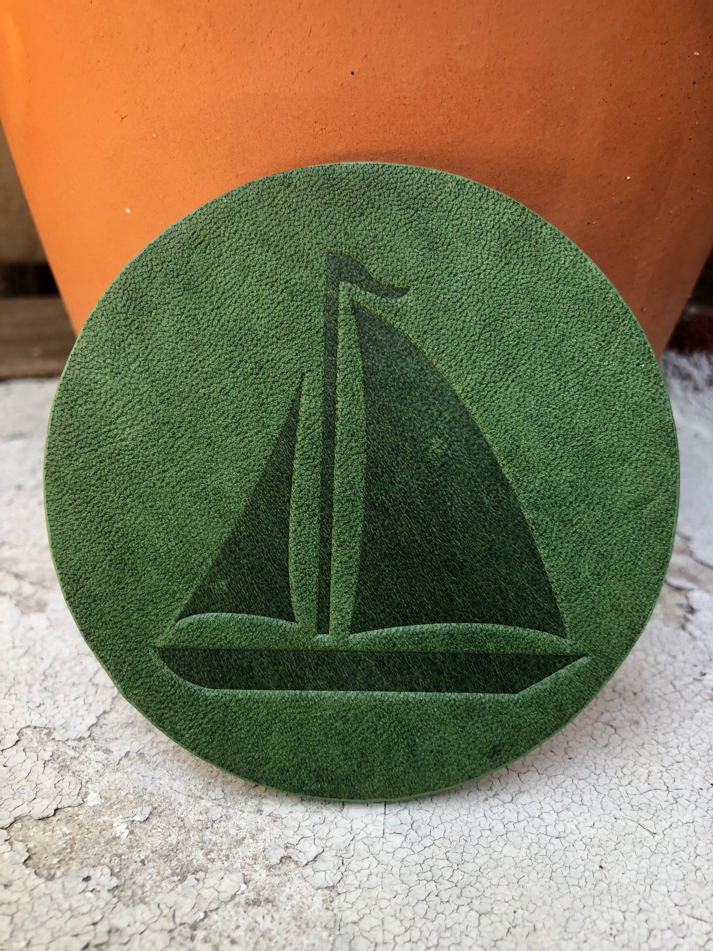 Leather Coaster - Sailboat