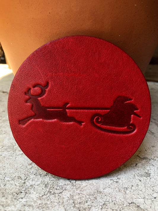 Leather Coaster - Santa's Sleigh
