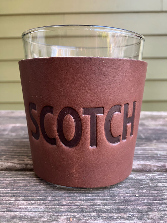 Leather Wrapped Whiskey Glass - Scotch
