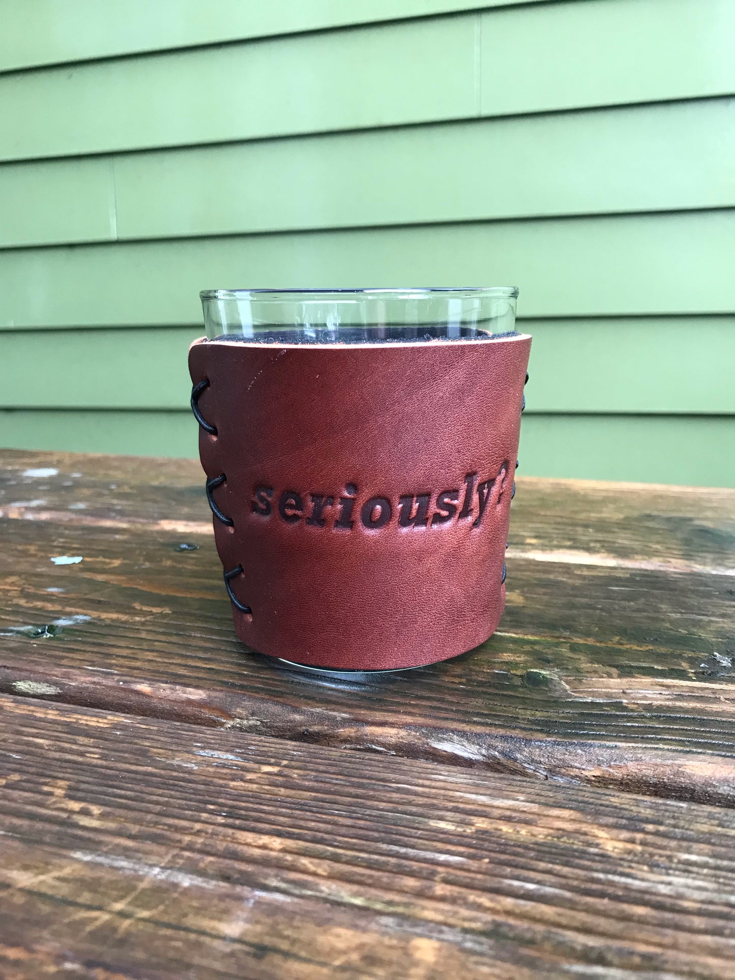 Leather Wrapped Whiskey Glass - Seriously