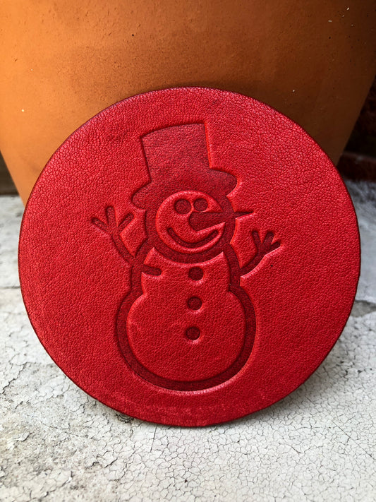 Leather Coaster - Snow Man
