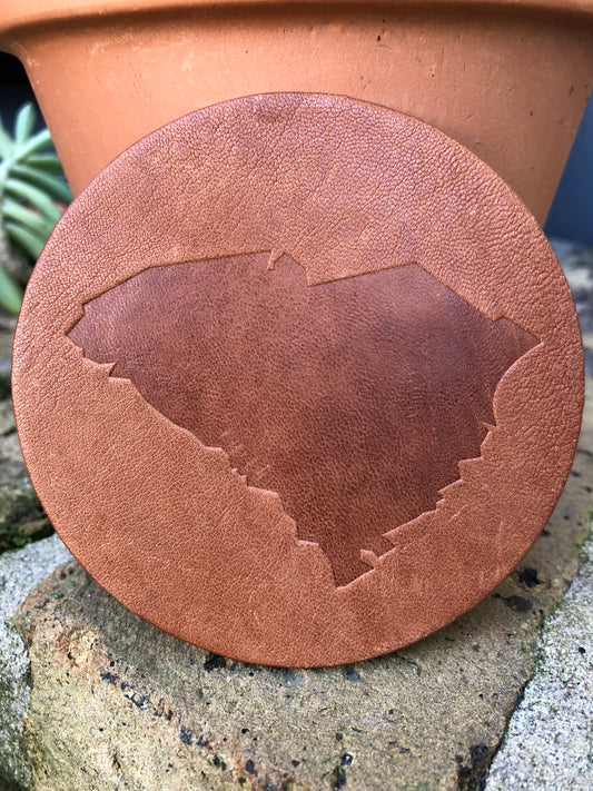 Leather Coaster - South Carolina