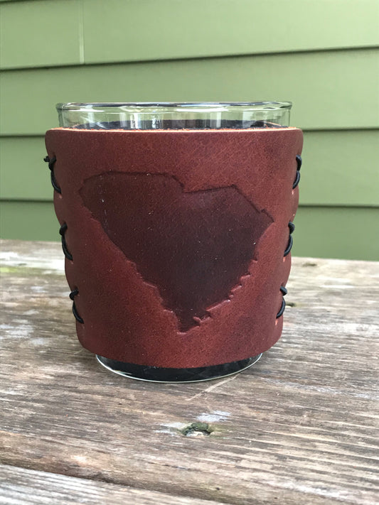 Leather Wrapped Whiskey Glass - South Carolina