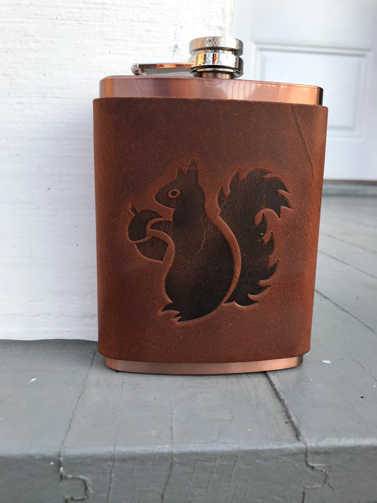 Leather Flask - Squirrel