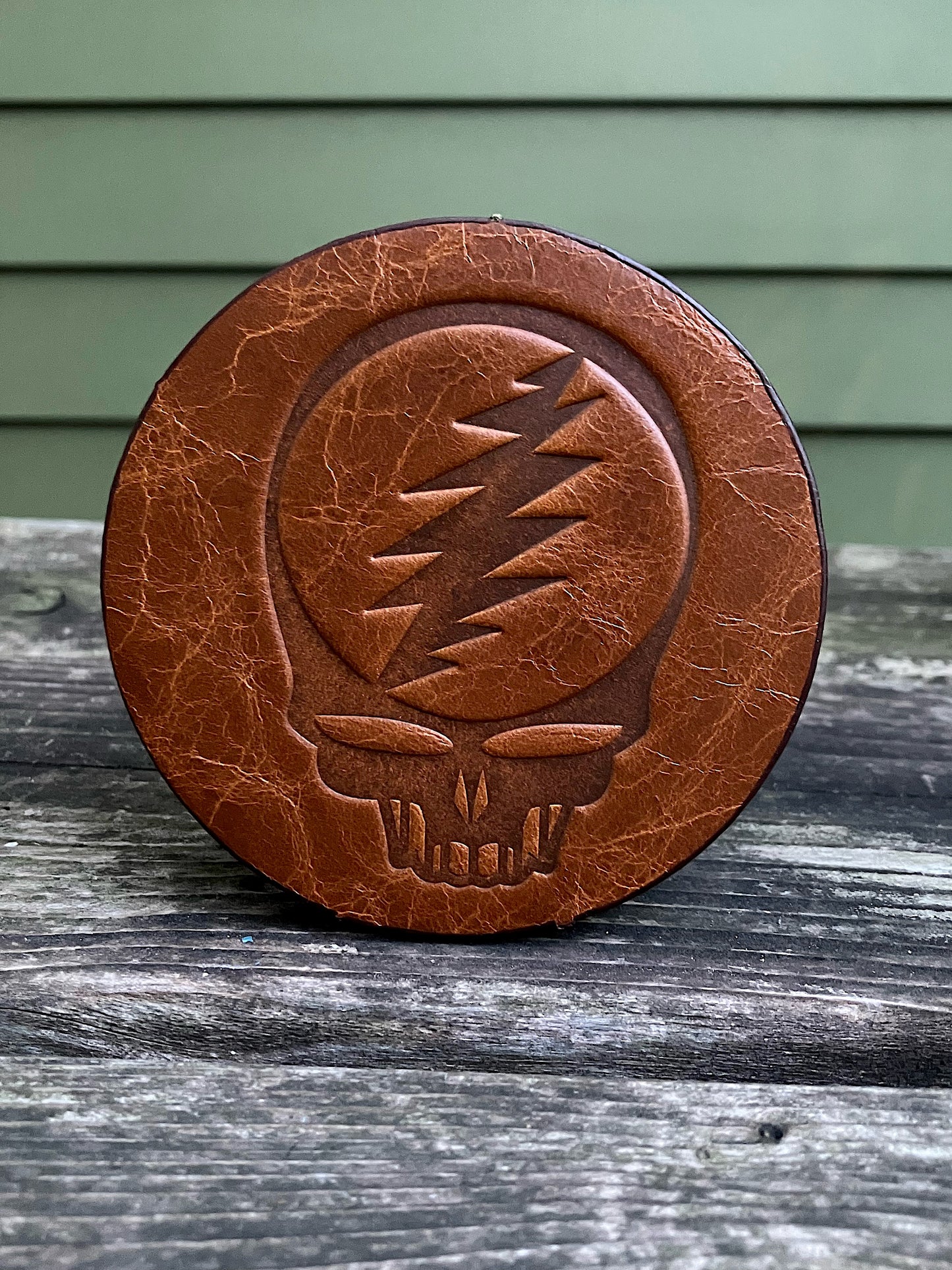 Leather Coaster - Steal Your Face Grateful Dead