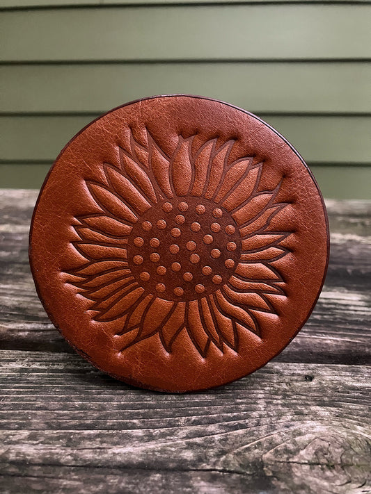 Leather Coaster - Sunflower