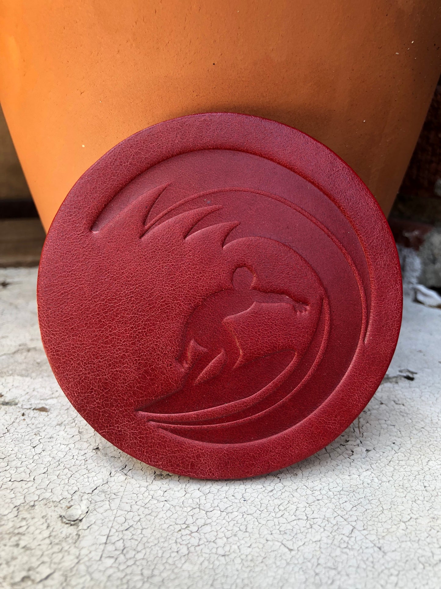 Leather Coaster - Surfing