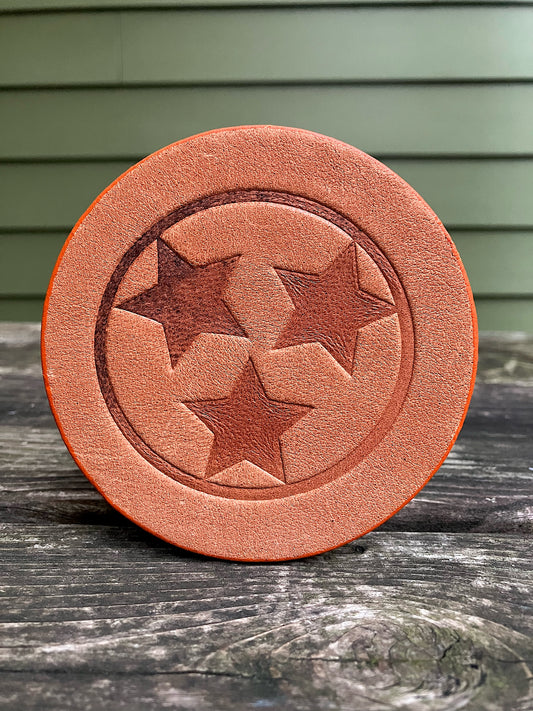 Leather Coaster - Tennessee Tri Star