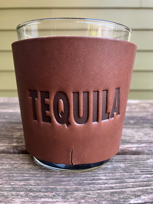 Leather Wrapped Whiskey Glass - Tequila