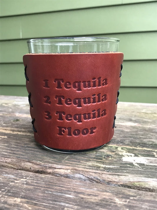 Leather Wrapped Whiskey Glass - 1 Tequila 2 Tequila